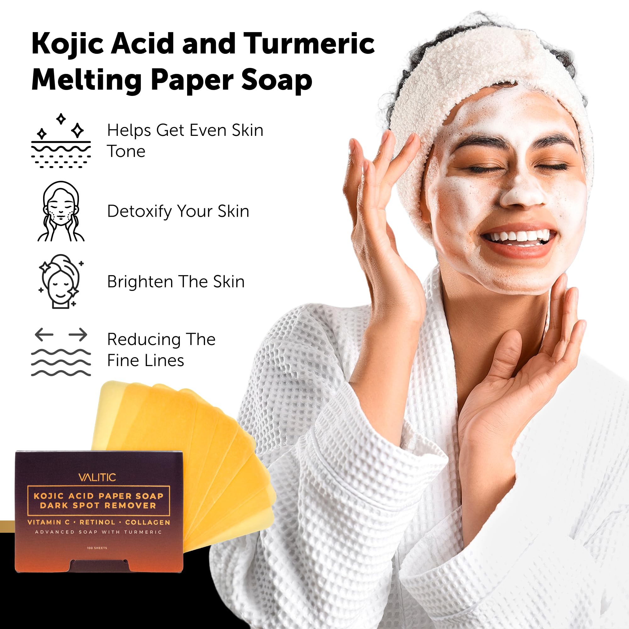 Valitic dissolving sheet in hand demonstrates easy-on-the-go cleansing.
