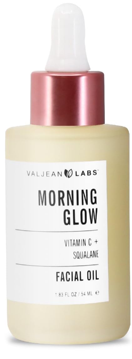 VALJEAN LABS Morning Glow oil bottle delivers hydrating radiance.