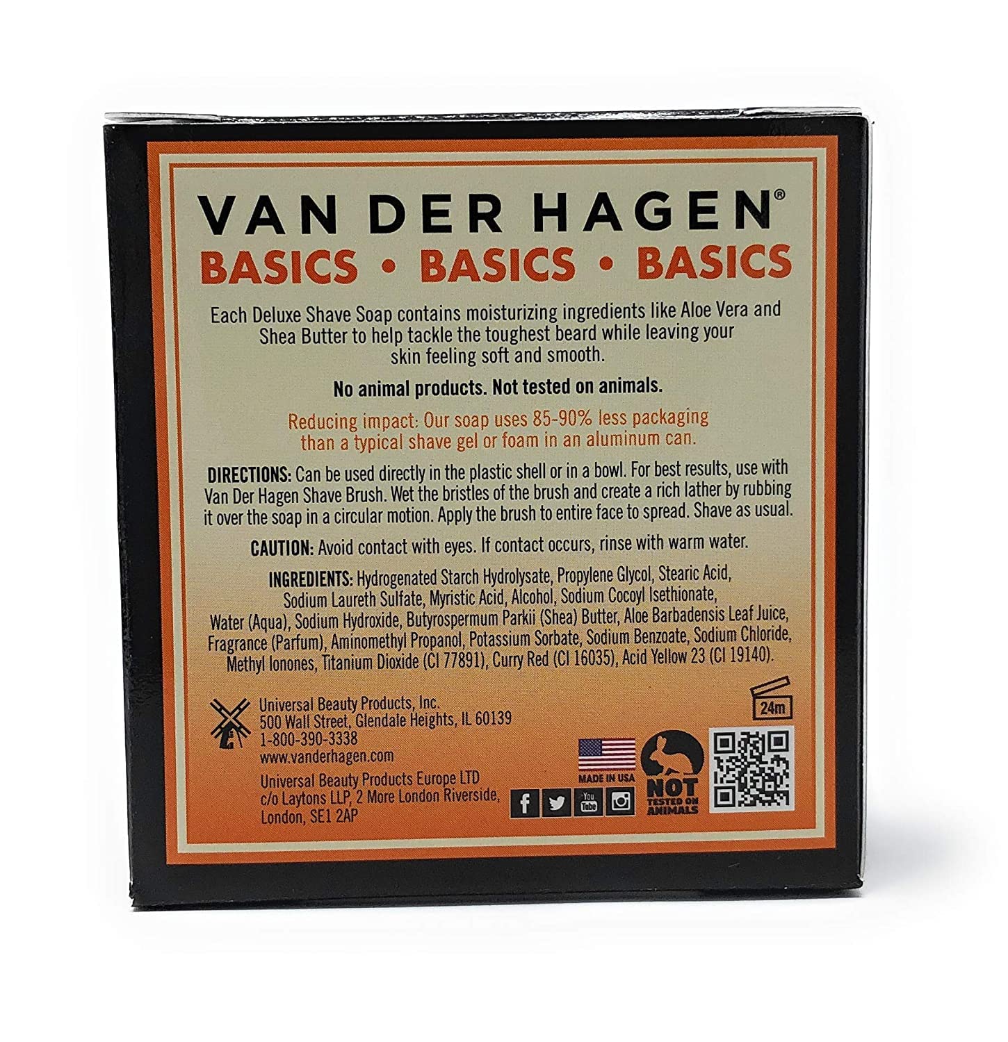 Van Der Hagen Deluxe Shave Soap 3-pack brush-ready surface for a classic shave.
