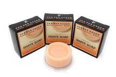 Van Der Hagen Deluxe Shave Soap 3-pack packaging for compact storage and value.