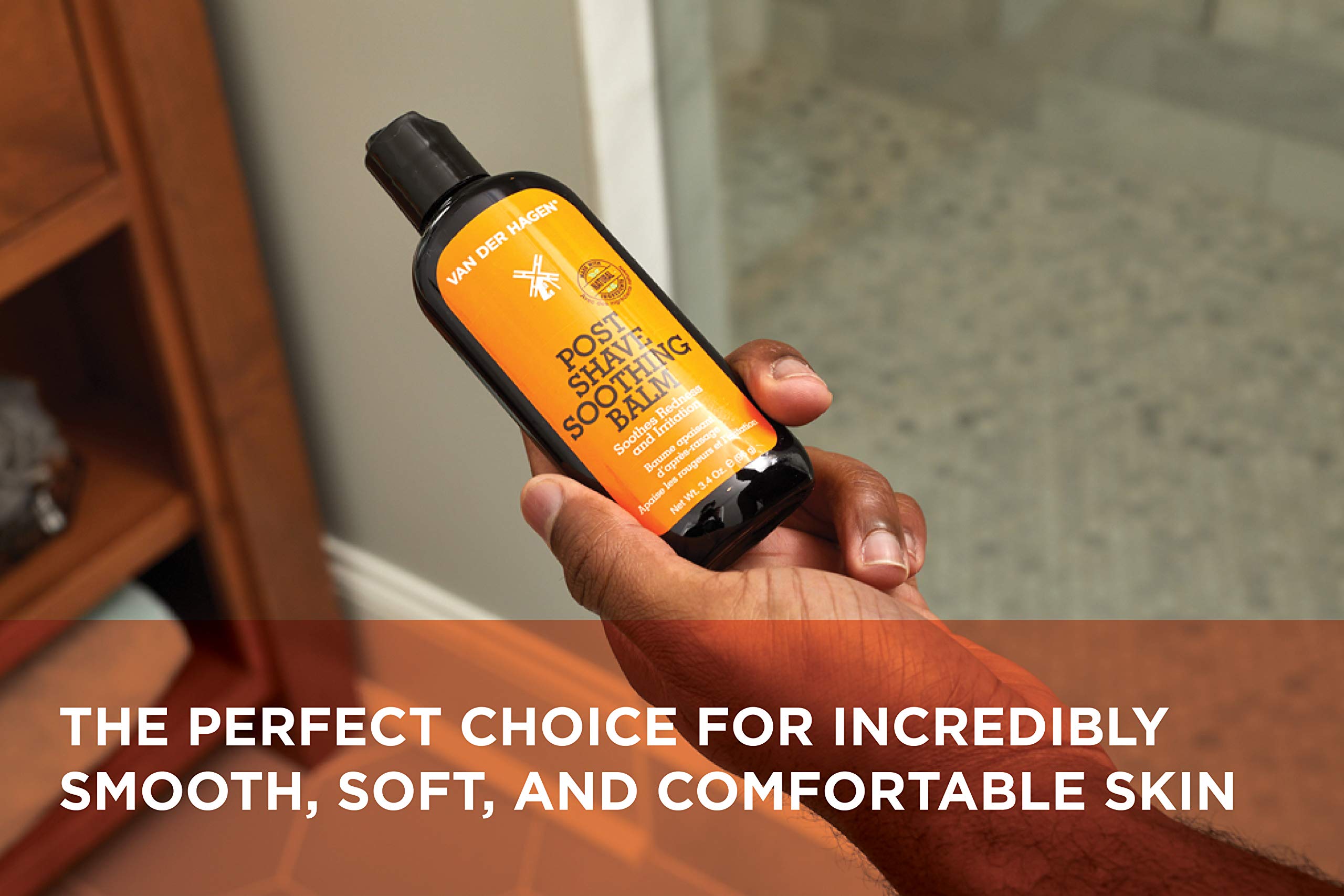 Van Der Hagen post-shave soothing balm tea tree cooling for refreshed skin.