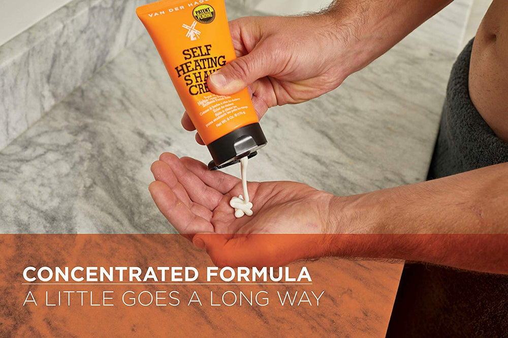 Van Der Hagen Self-Heating Shave Cream opens pores and softens stubble quickly.