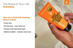 Van Der Hagen Self-Heating Shave Cream improves razor glide to reduce nicks.