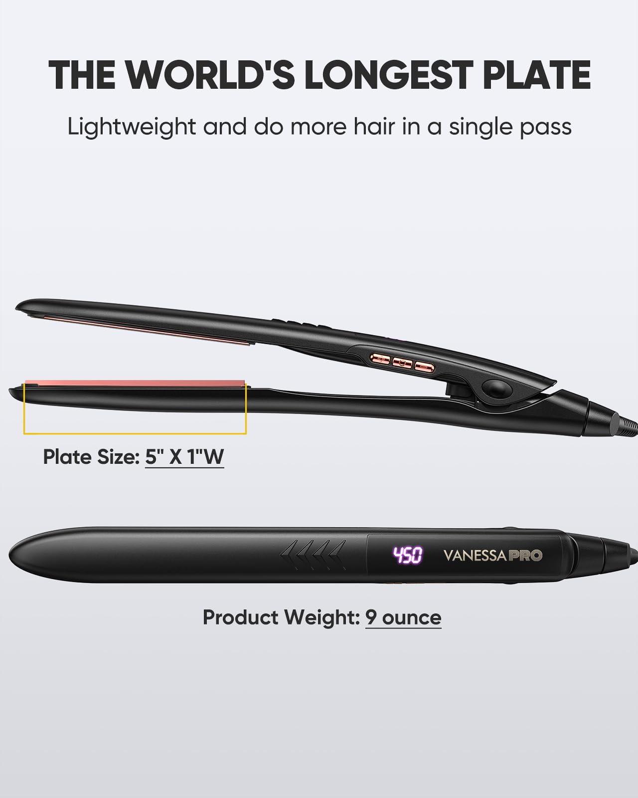 Vanessa Pro Flat Iron can straighten or curl for versatile styling options