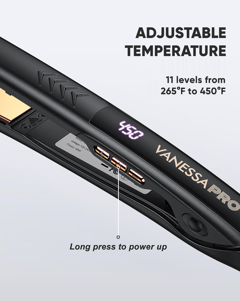 Vanessa Pro Flat Iron delivers a true one-pass straightening or curling result