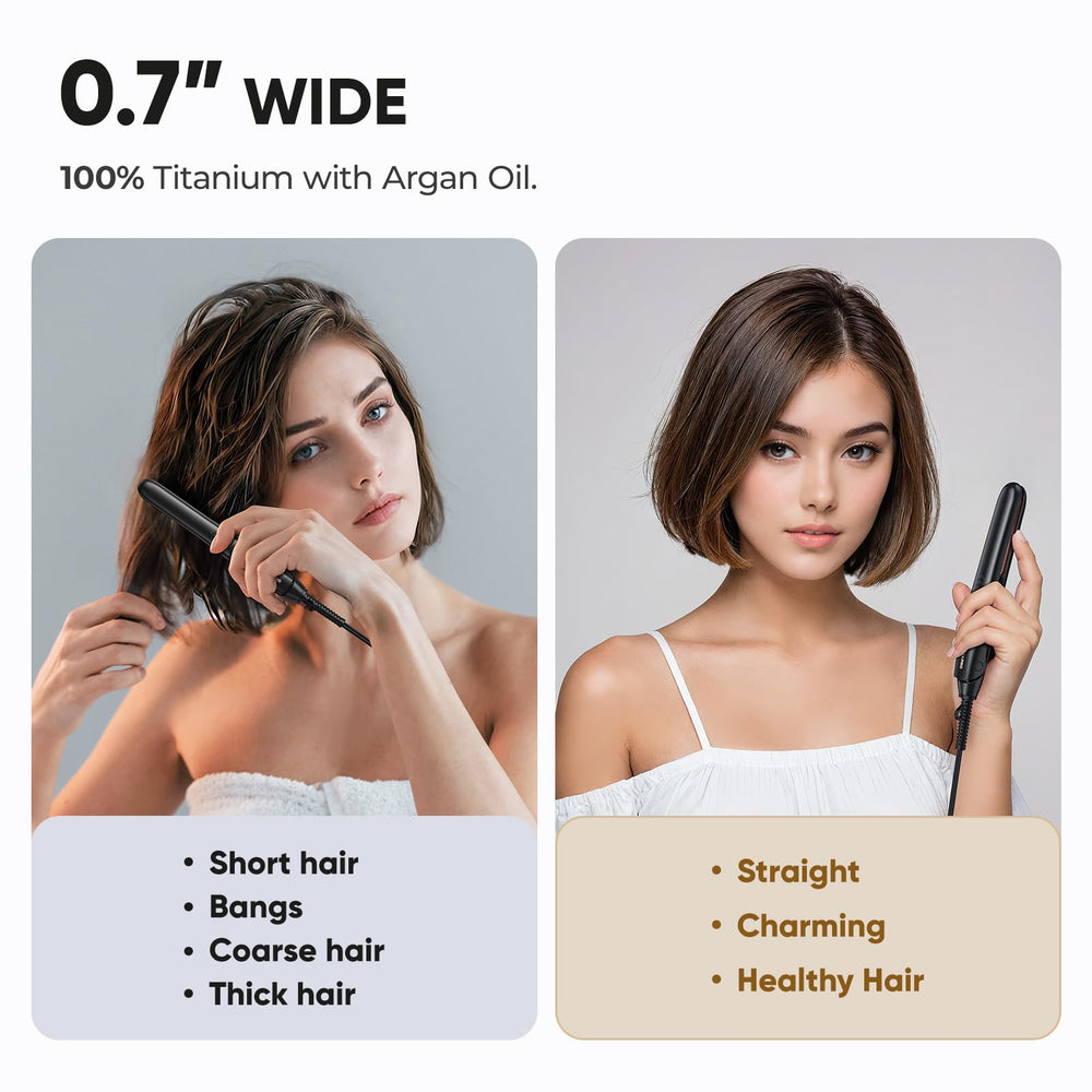 VANESSA PRO Mini Flat Iron short-hair styling close-up demonstrating quick shaping.