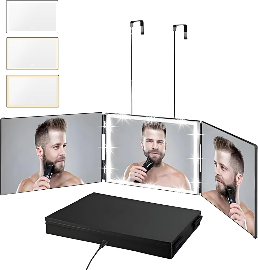 Vanexiss rechargeable 3-way mirror front view for precise at-home grooming.