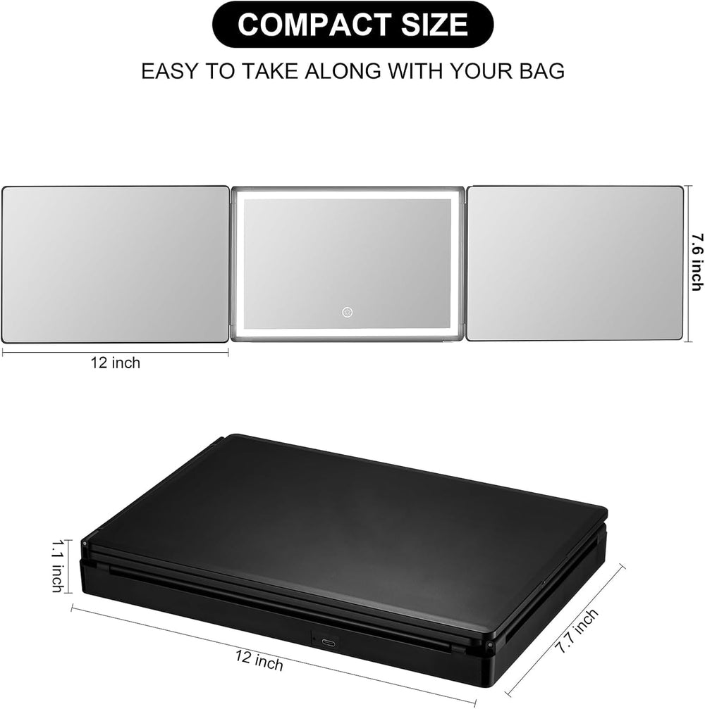 Vanexiss 3-way mirror LED colors mode for versatile makeup and grooming.