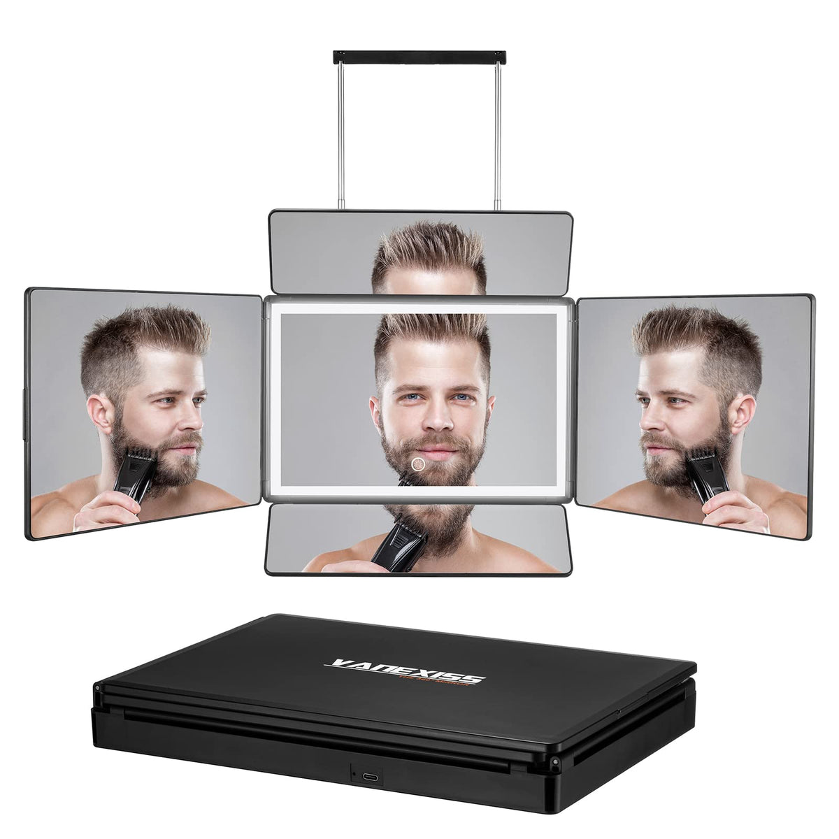 Vanexiss-rechargeable-5way-mirror-door-light shows even lighting for precise haircuts