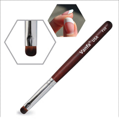 Vanfa clean-up brush glides around nails after French manicure for crisp lines.