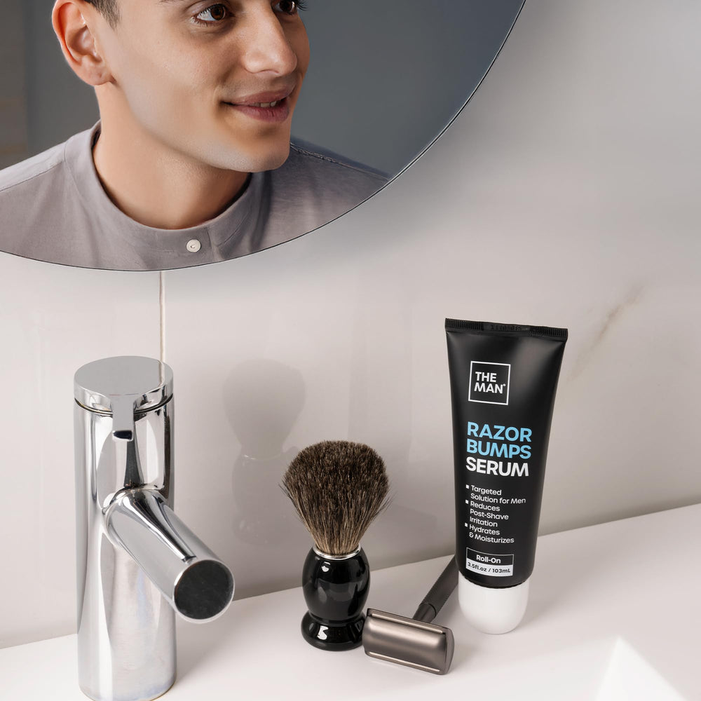 Vanibiss The Man Razor Bumps Serum full-body use demonstrates versatile care.