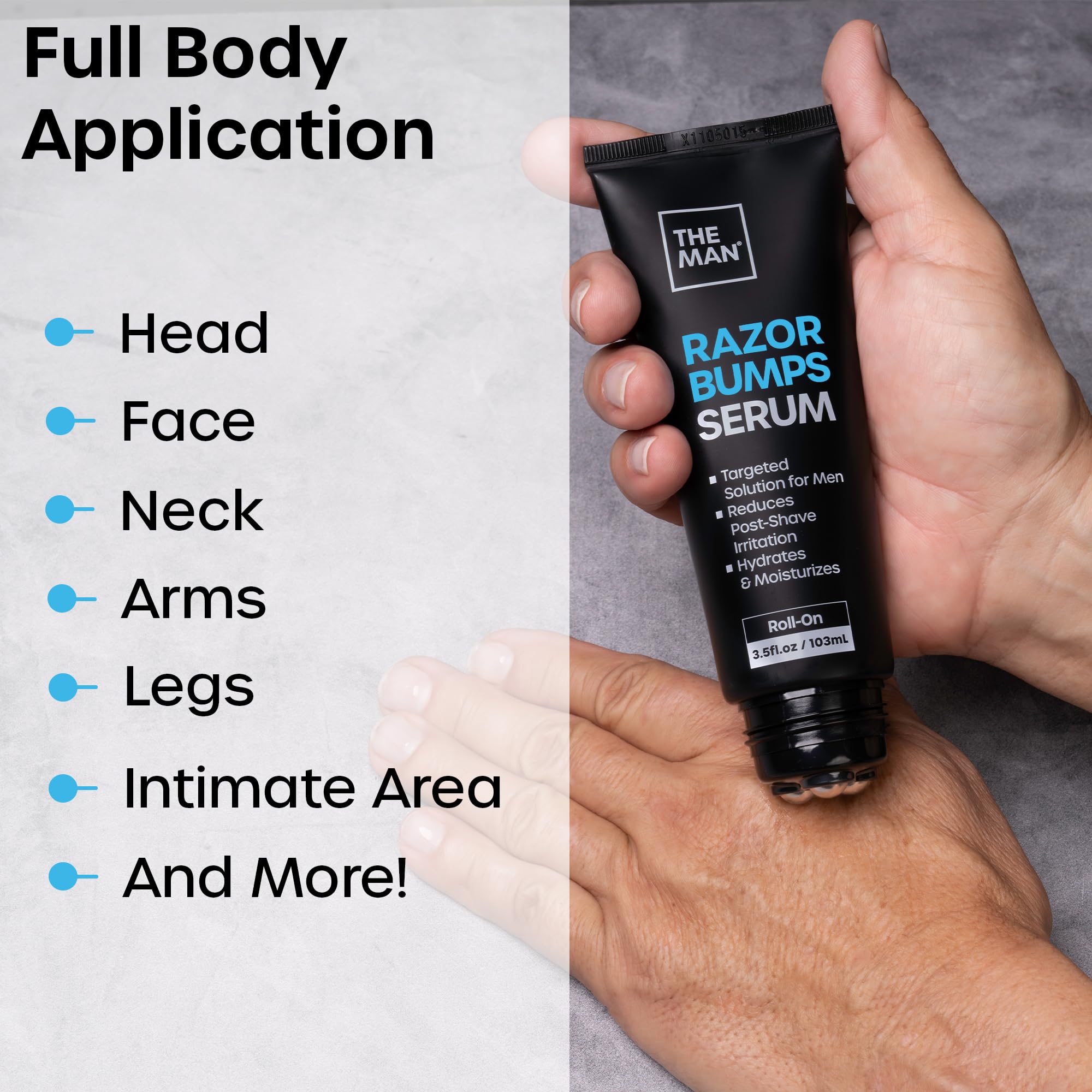 Vanibiss The Man Razor Bumps Serum USA-made label signals quality ingredients.