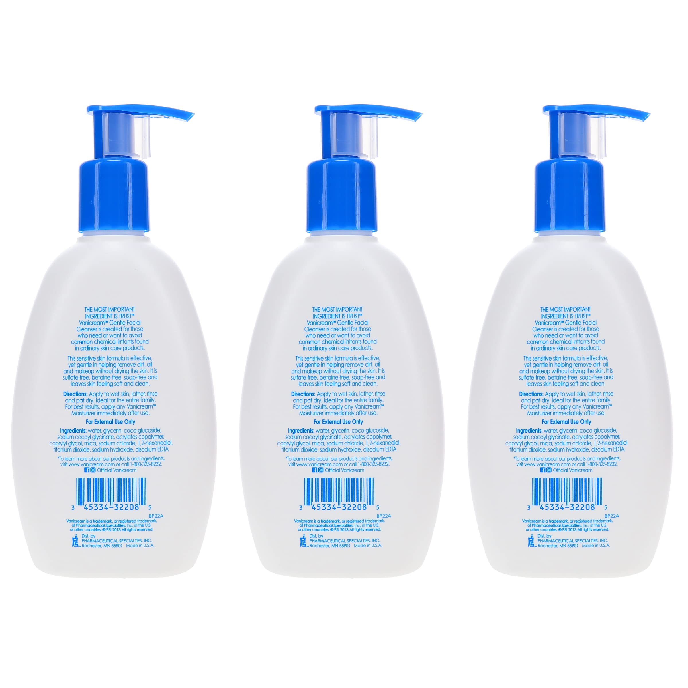 Vanicream free-from label highlights dye- and fragrance-free formula.