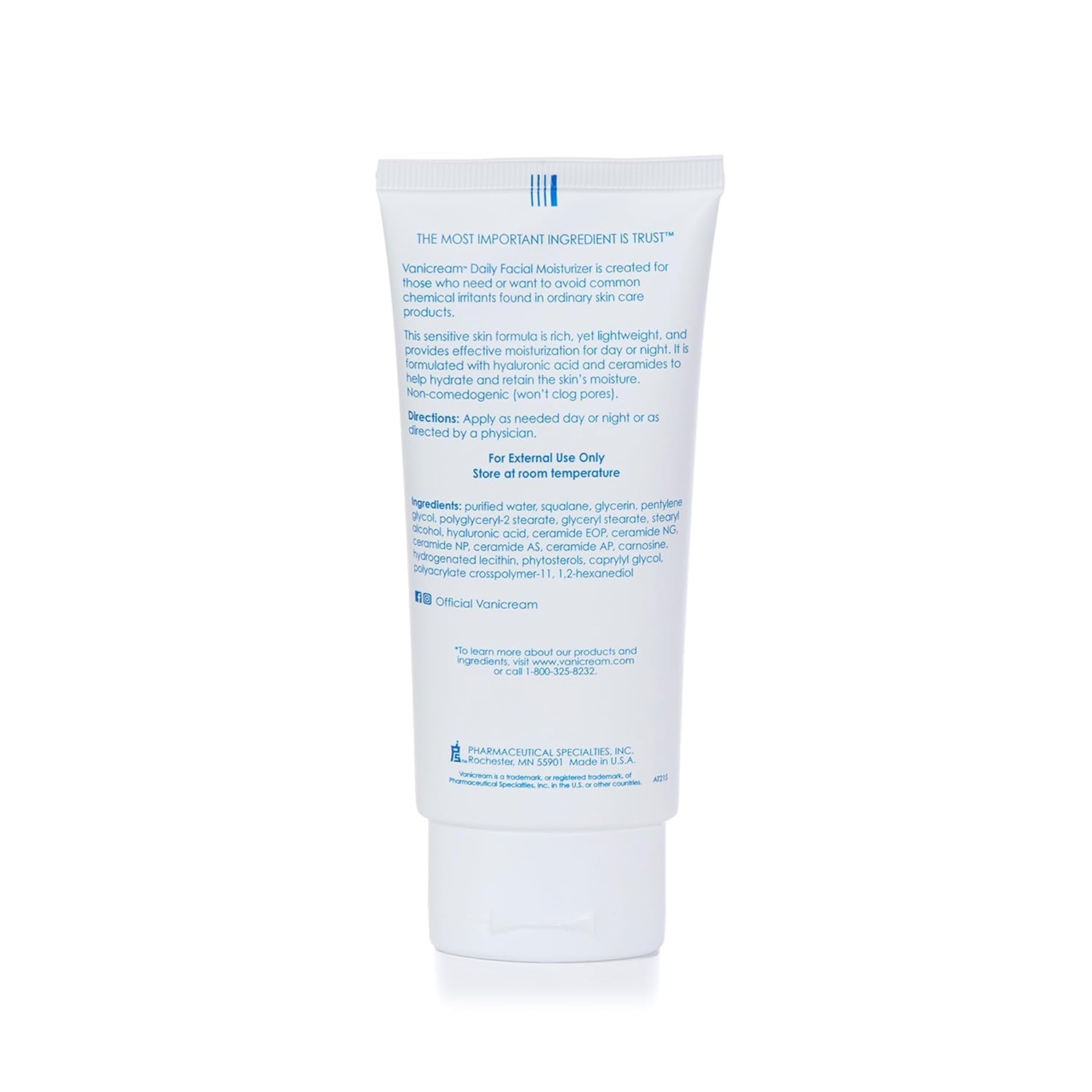 Hand-application shot of Vanicream Daily Facial Moisturizer on sensitive skin.
