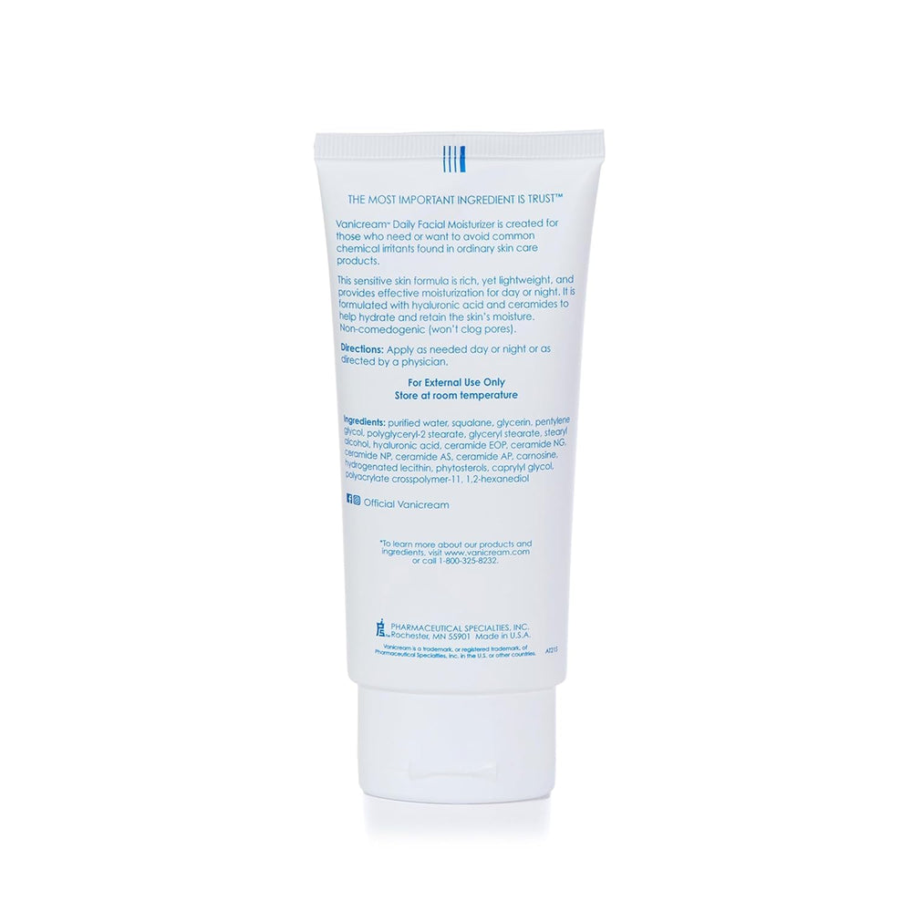 Hand-application shot of Vanicream Daily Facial Moisturizer on sensitive skin.