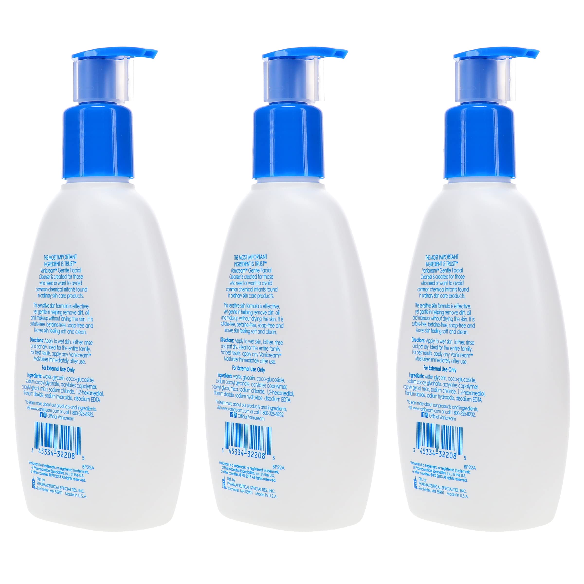 Vanicream dermatologist-tested stamp indicating skin-safe cleansing.