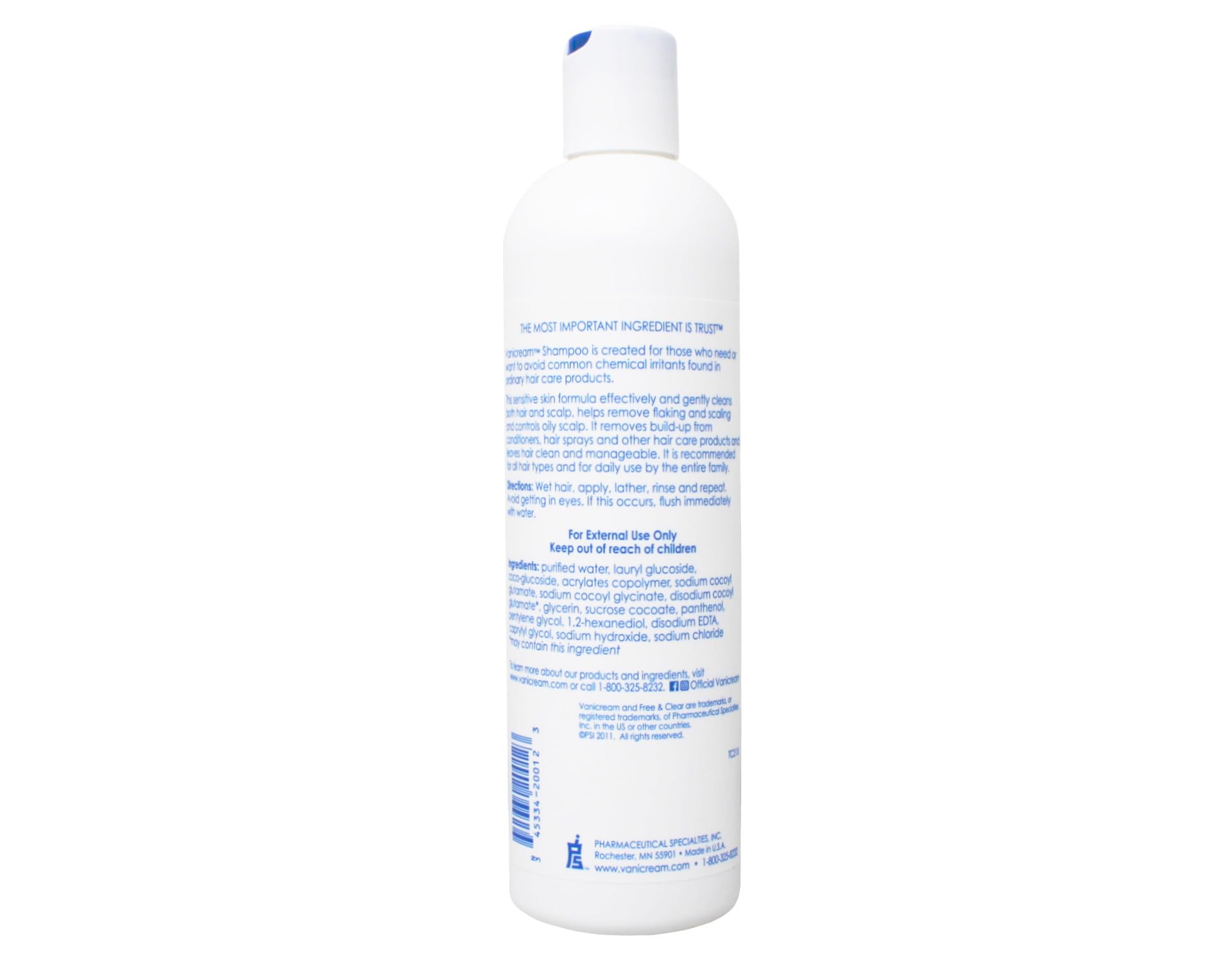 Vanicream label close-up showing dermatologist-tested formula.