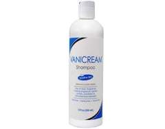 Vanicream shampoo label closeup emphasizes fragrance-free formula for sensitive scalps.