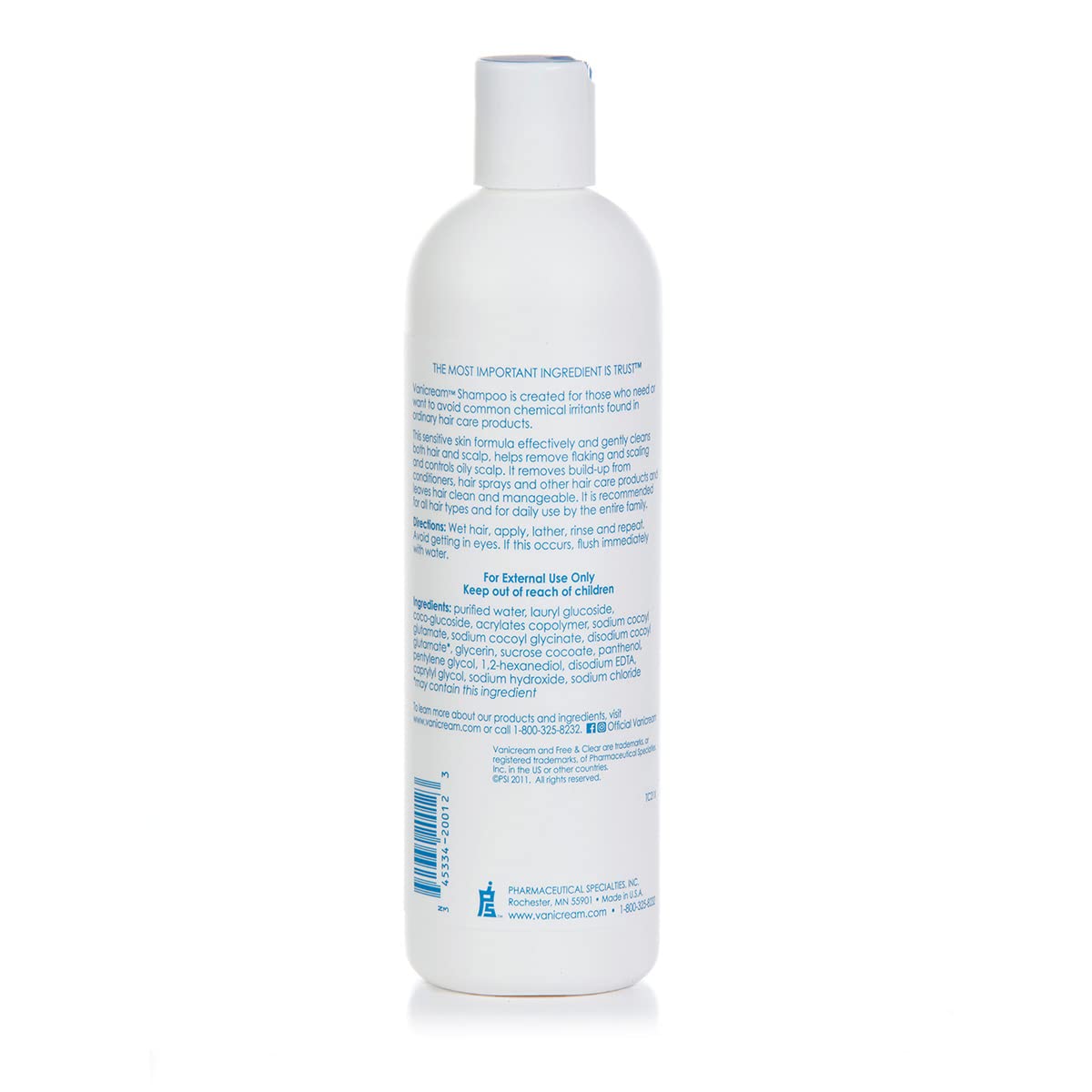 Vanicream shampoo texture pouring from bottle, showing gentle consistency
