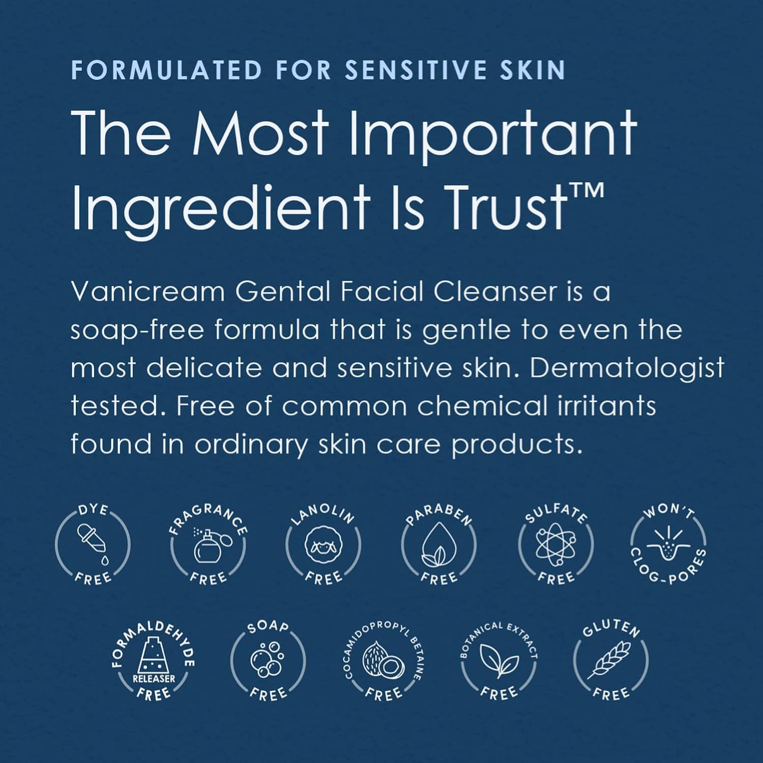 Vanicream gentle facial cleanser skin closeup with calm expression