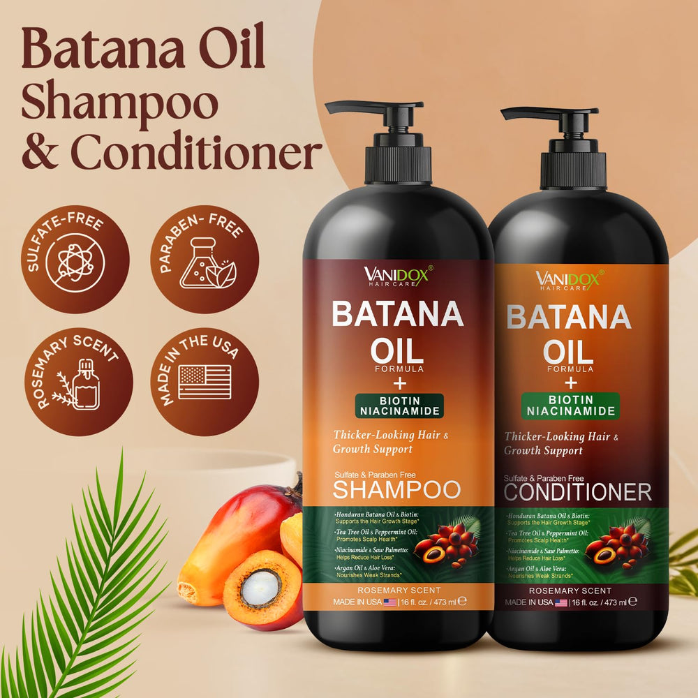VANIDOX Batana Oil Shampoo bottle side showing sulfate-free formula