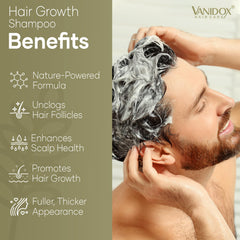 VANIDOX biotin tea tree oil ingredients label emphasizes natural, sulfate-free formula.
