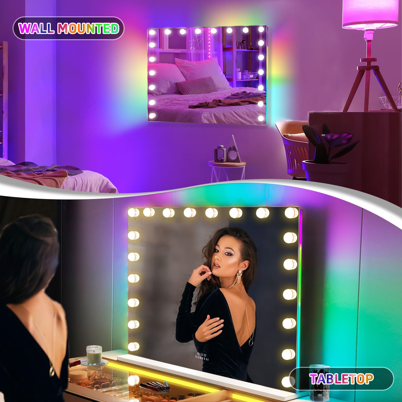 VANITII 20 LED bulbs detail enhances brightness for flawless skin prep
