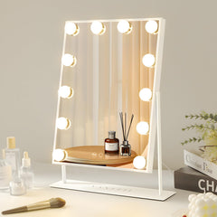 VANITII Global lighted vanity mirror top view with 12 bulbs for even makeup lighting