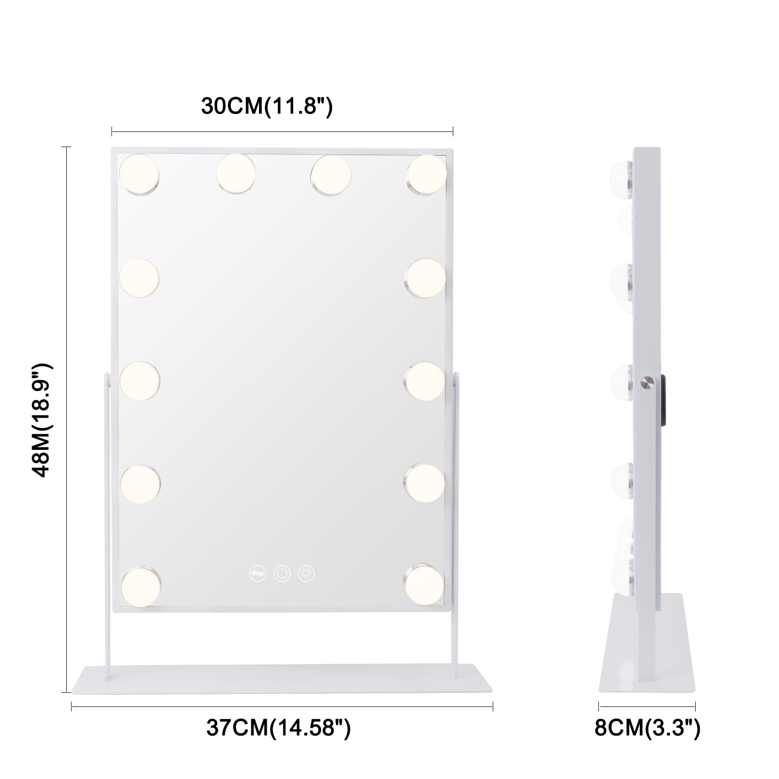 VANITII Global tabletop vanity mirror showing 3 color lighting for accurate skin tones
