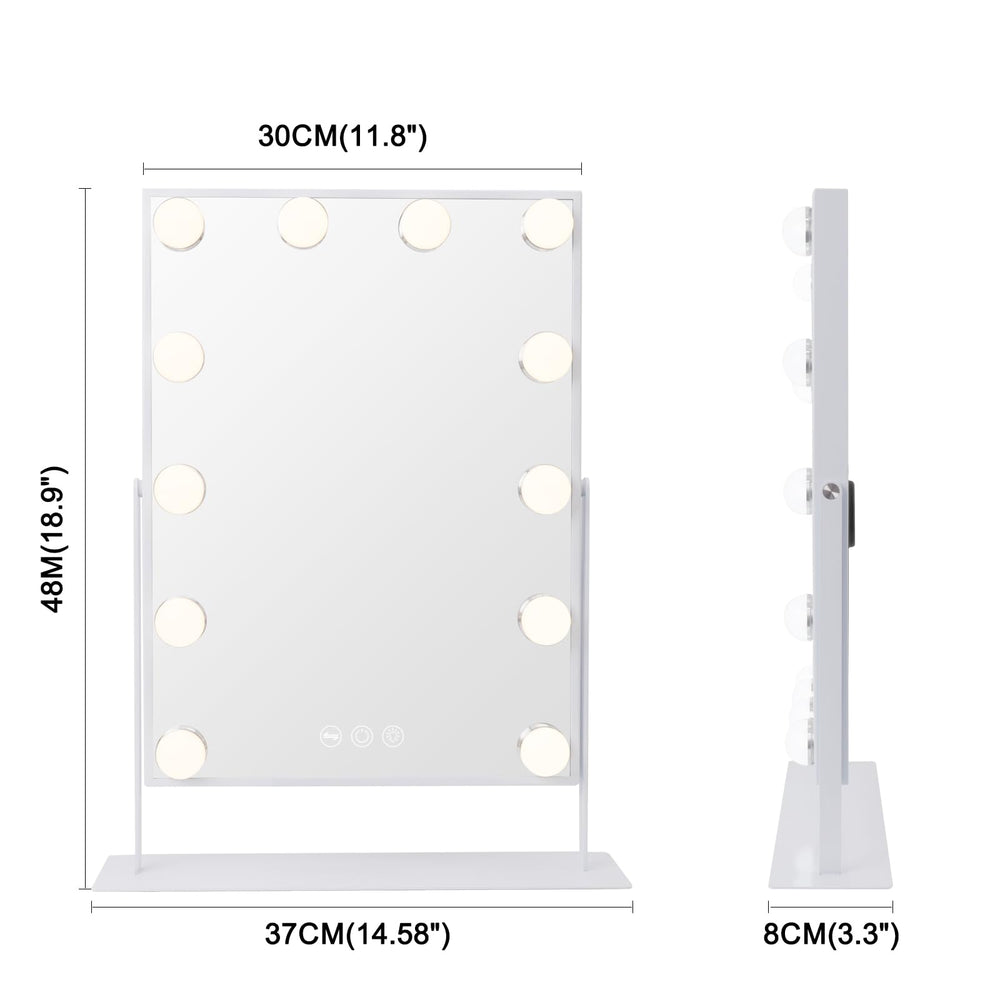 VANITII Global tabletop vanity mirror showing 3 color lighting for accurate skin tones