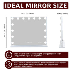 VANITII GLOBAL vanity Hollywood mirror side angle showing slim profile and ambient lighting.