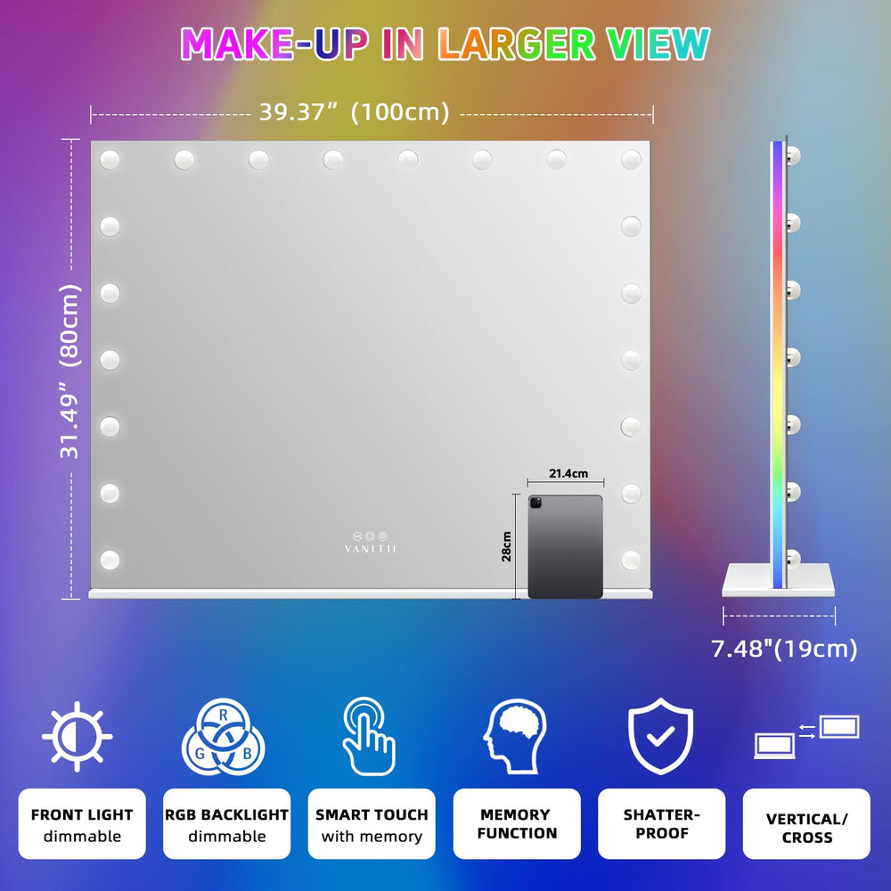 VANITII smart touch controls offer dimmable modes and quick lighting presets