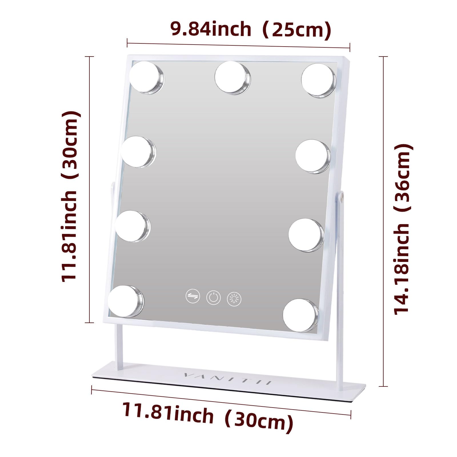 VANITII vanity mirror shows 3-color lights for natural makeup tones