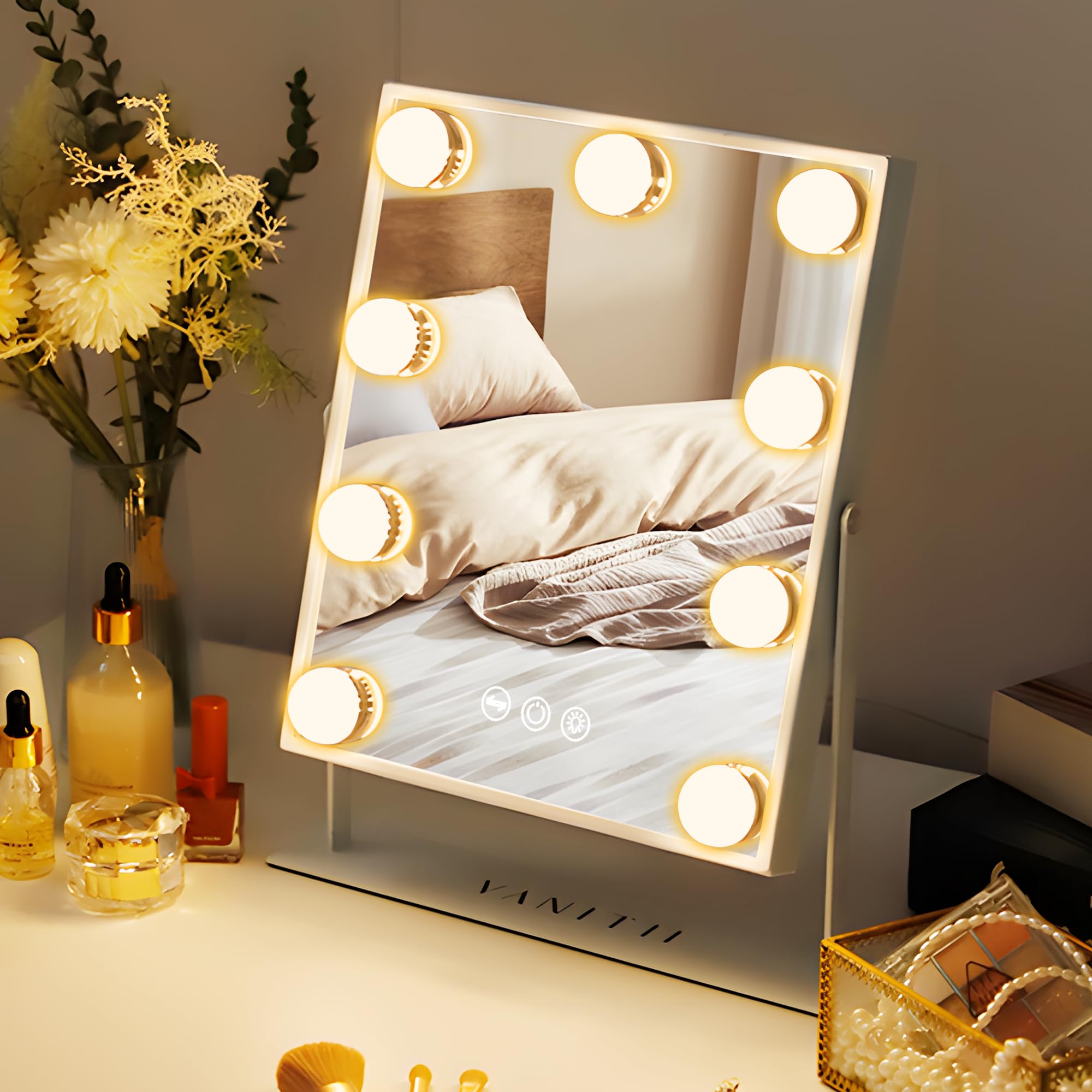 VANITII vanity mirror sturdy metal base with non-slip pads