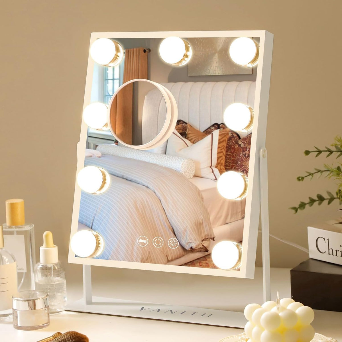 VANITII vanity mirror with lights front view for even makeup illumination