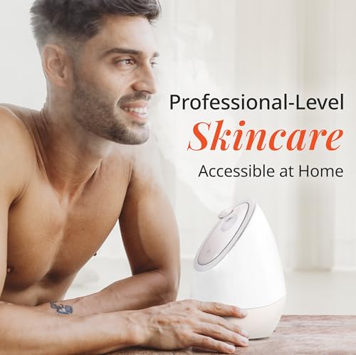 Vanity Planet Aira ionic facial steamer beige in-use demonstrates spa-grade skincare at home