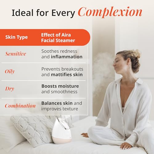 Vanity Planet Aira ionic facial steamer beige compact home spa setup