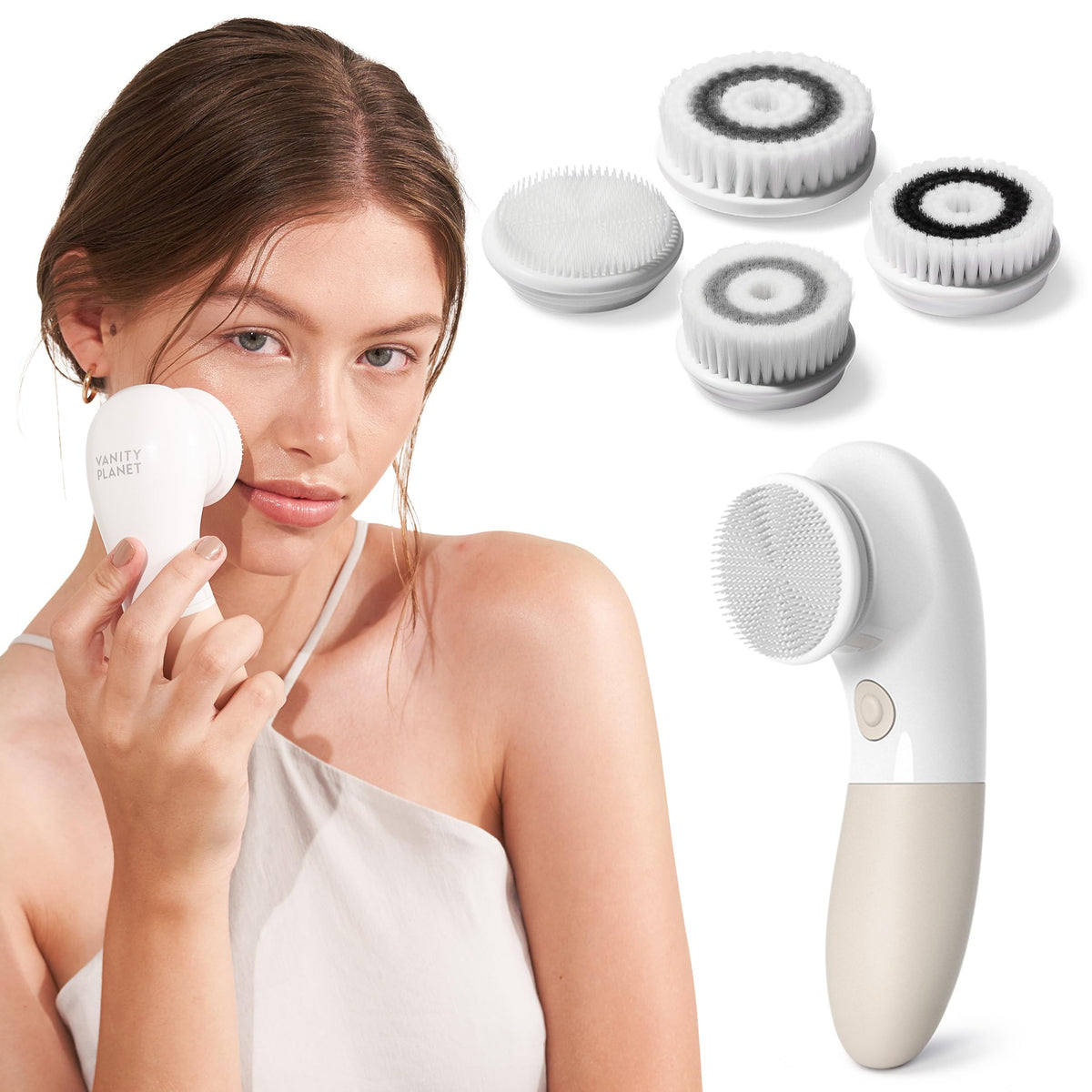 Vanity Planet Raedia handheld cleansing brush with dual-speed spin for a refreshing at-home cleanse.