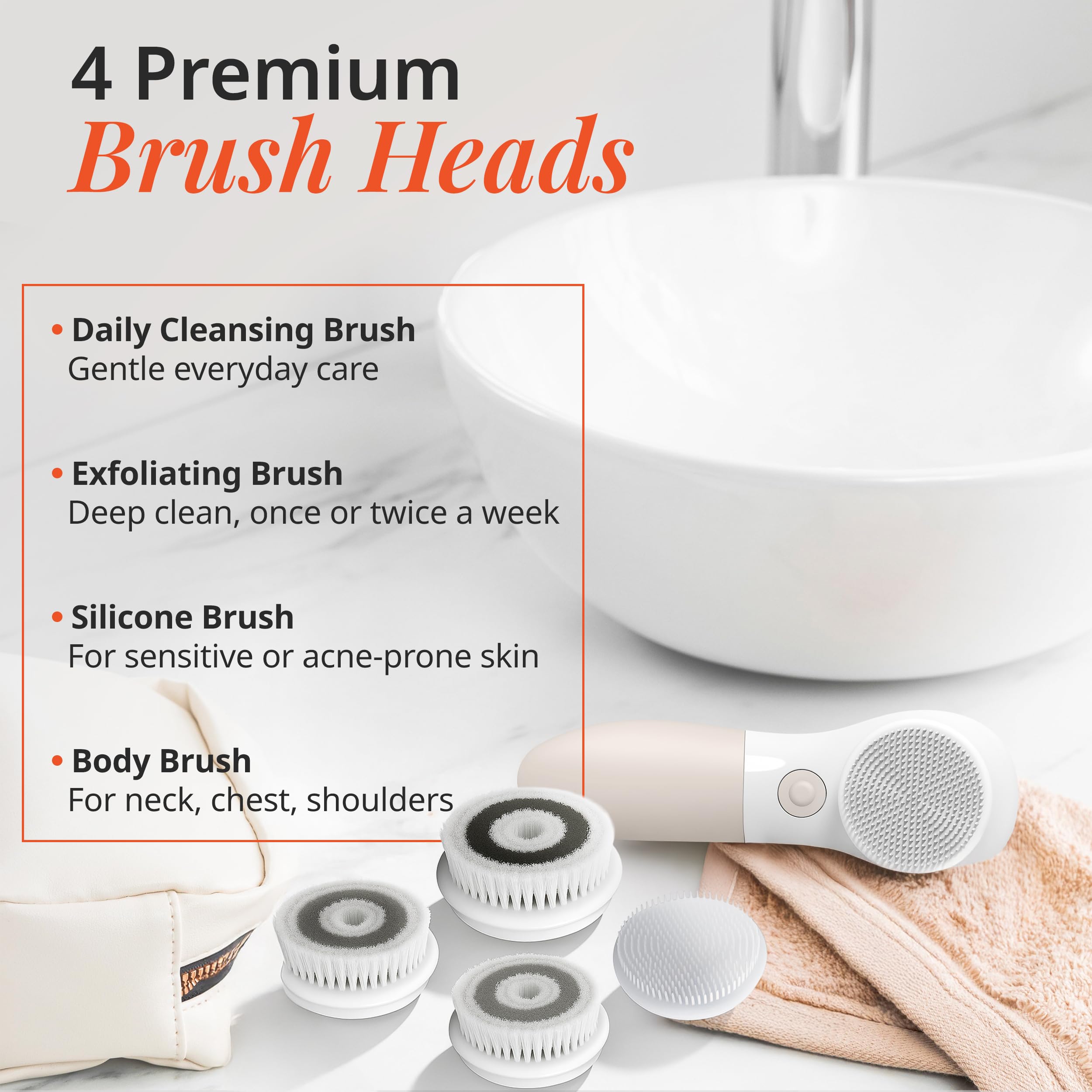 Vanity Planet Raedia silicone brush head for hygienic, gentle cleansing.