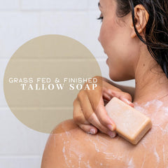 VanMan Beef Tallow Bar Soap lather image demonstrates luxurious cleansing for skin.