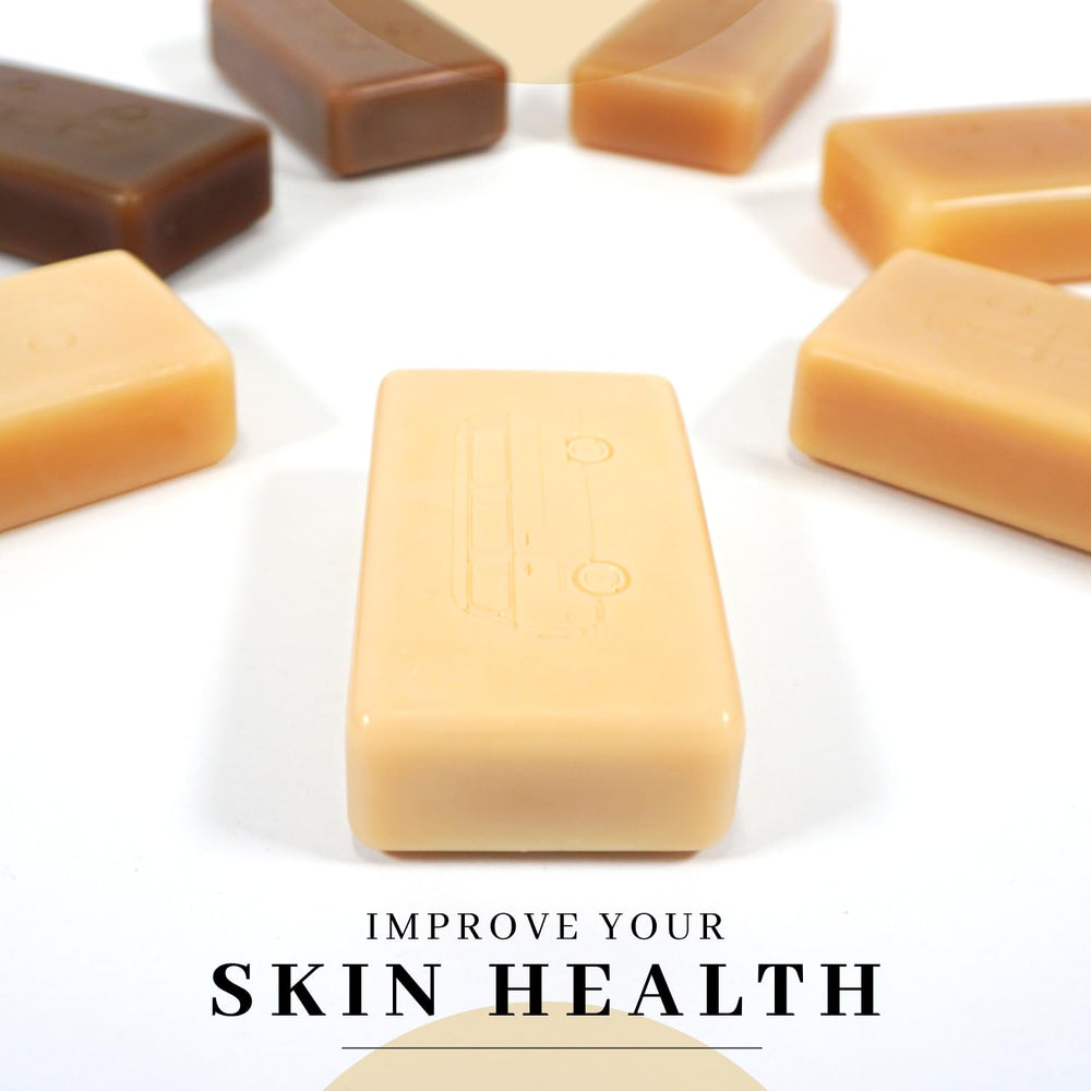 VanMan Beef Tallow Bar Soap raw honey detail emphasizes natural nourishment.