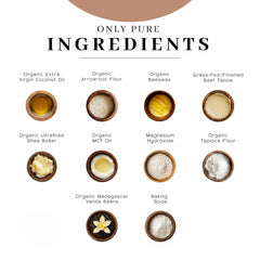 VanMan ingredients close-up highlighting tallow, coconut oil, and shea for skin hydration