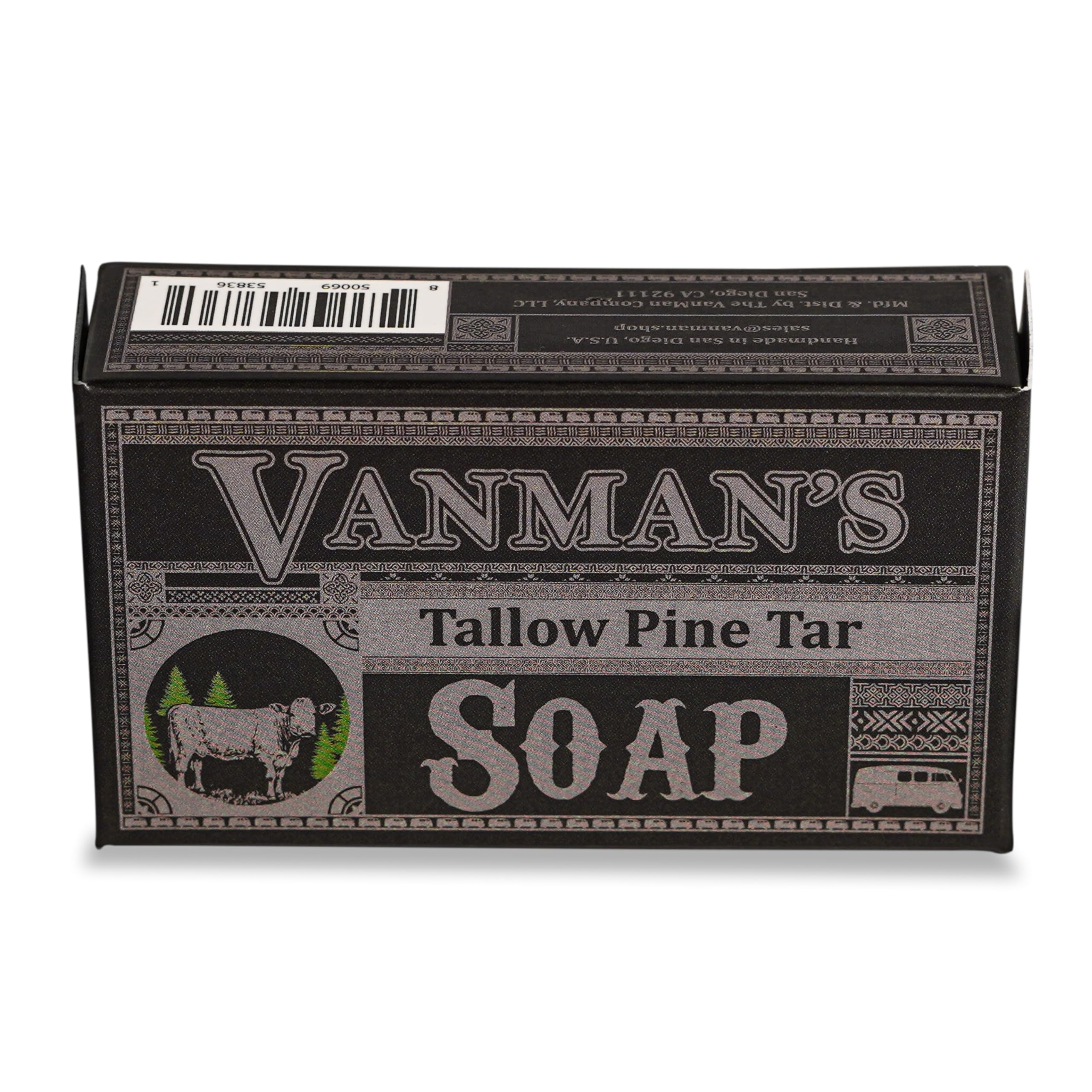 VanMan Tallow & Pine Tar Soap Bar face-lather provides a creamy cleansing experience for daily facial care