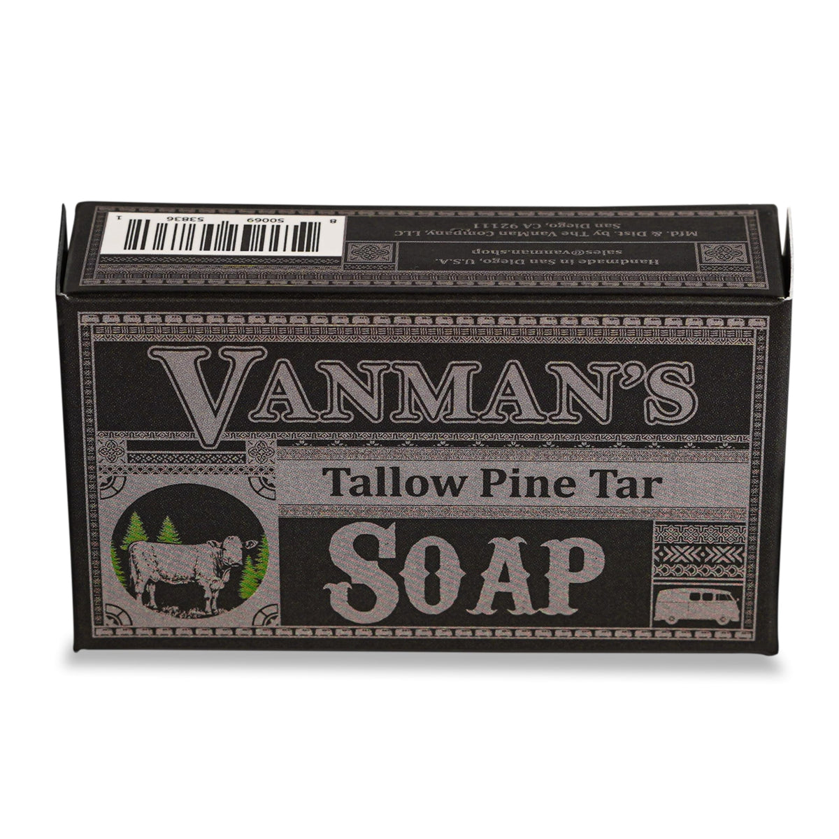 VanMan Tallow & Pine Tar Soap Bar face-lather provides a creamy cleansing experience for daily facial care