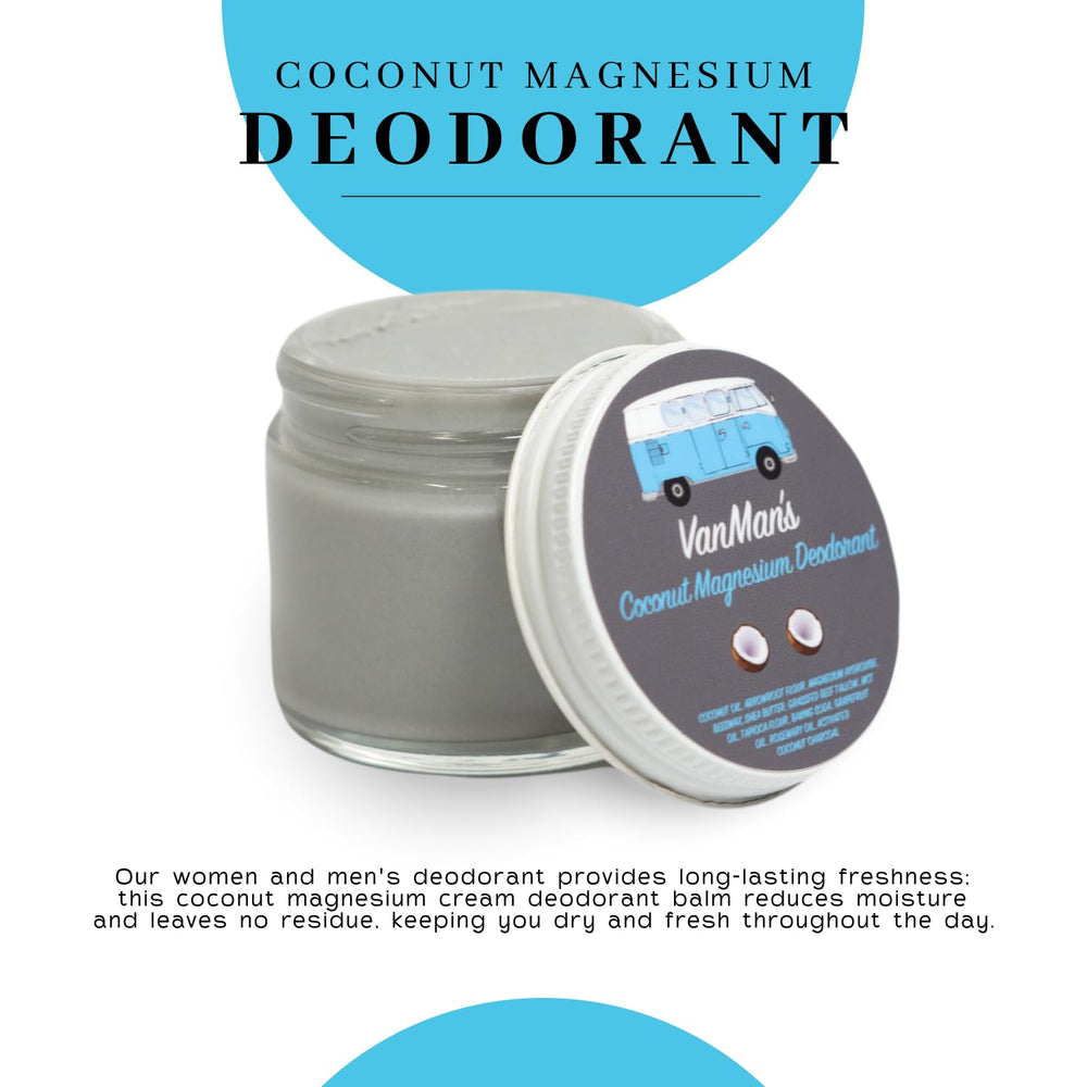 Vanmans gentle-skin formula image highlights coconut oil and arrowroot for comfortable use.