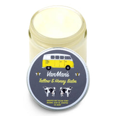 Vanman's Tallow and Honey Balm tin jar showcases a nourishing multipurpose moisturizer for face and body