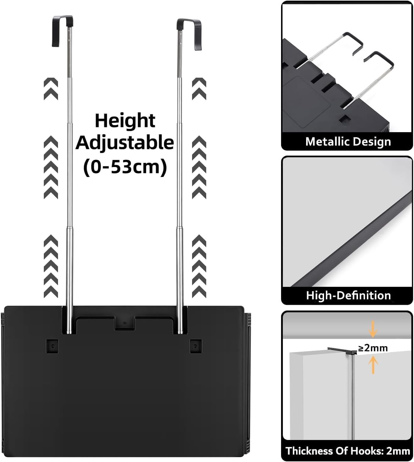 Vanmirr telescoping hooks support versatile mounting and on-the-go use