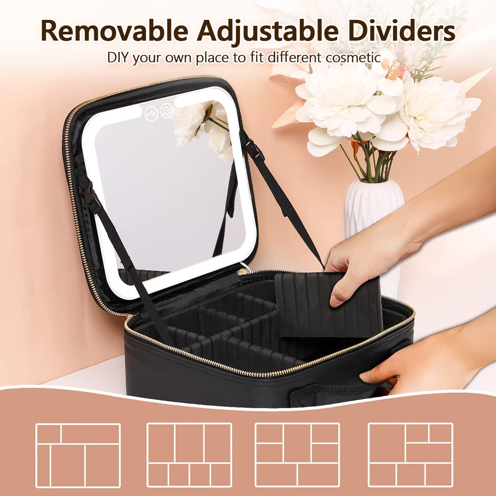 VANMRIOR portable cosmetic travel case neatly stores cosmetics and tools.