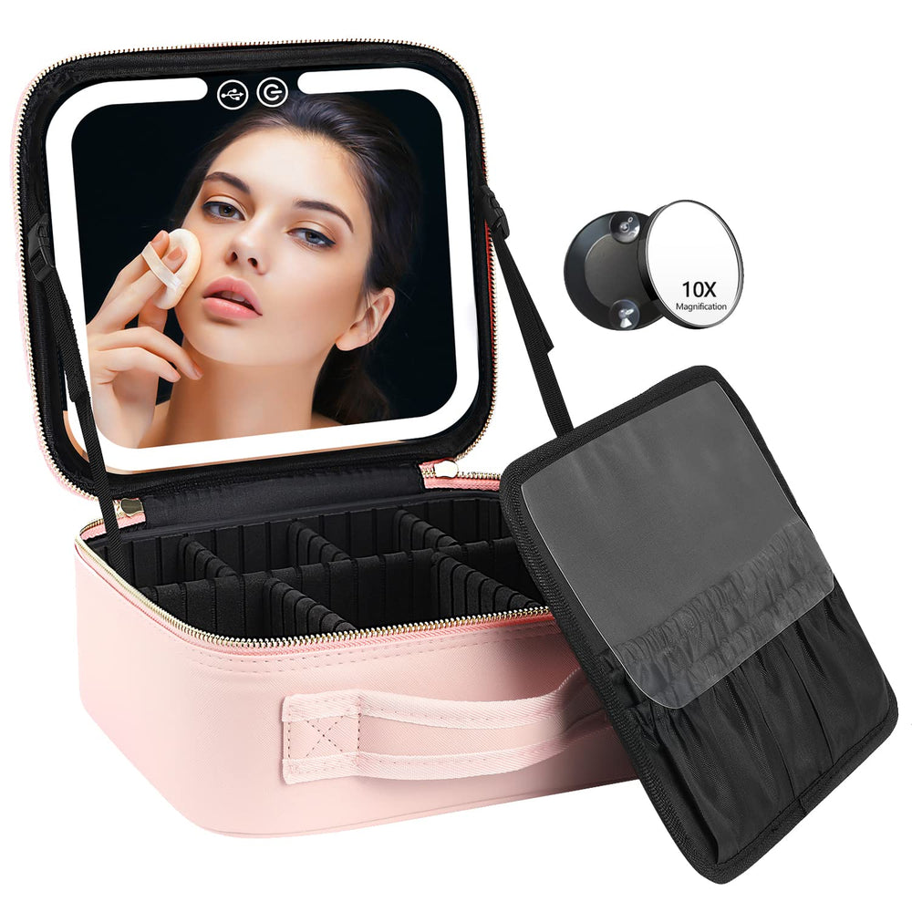 VANMRIOR travel makeup bag with built-in mirror for on-the-go touch-ups
