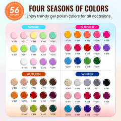 VANREESA color display board showing 56 gel shades for selection